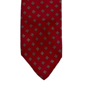 Equus Silk Geometric Print Tie, Red, Navy, 58 1/2 by 2 3/4